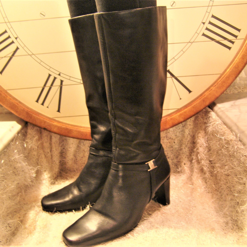 NATURALIZER Leather Knee High BOOTS Heel 8M